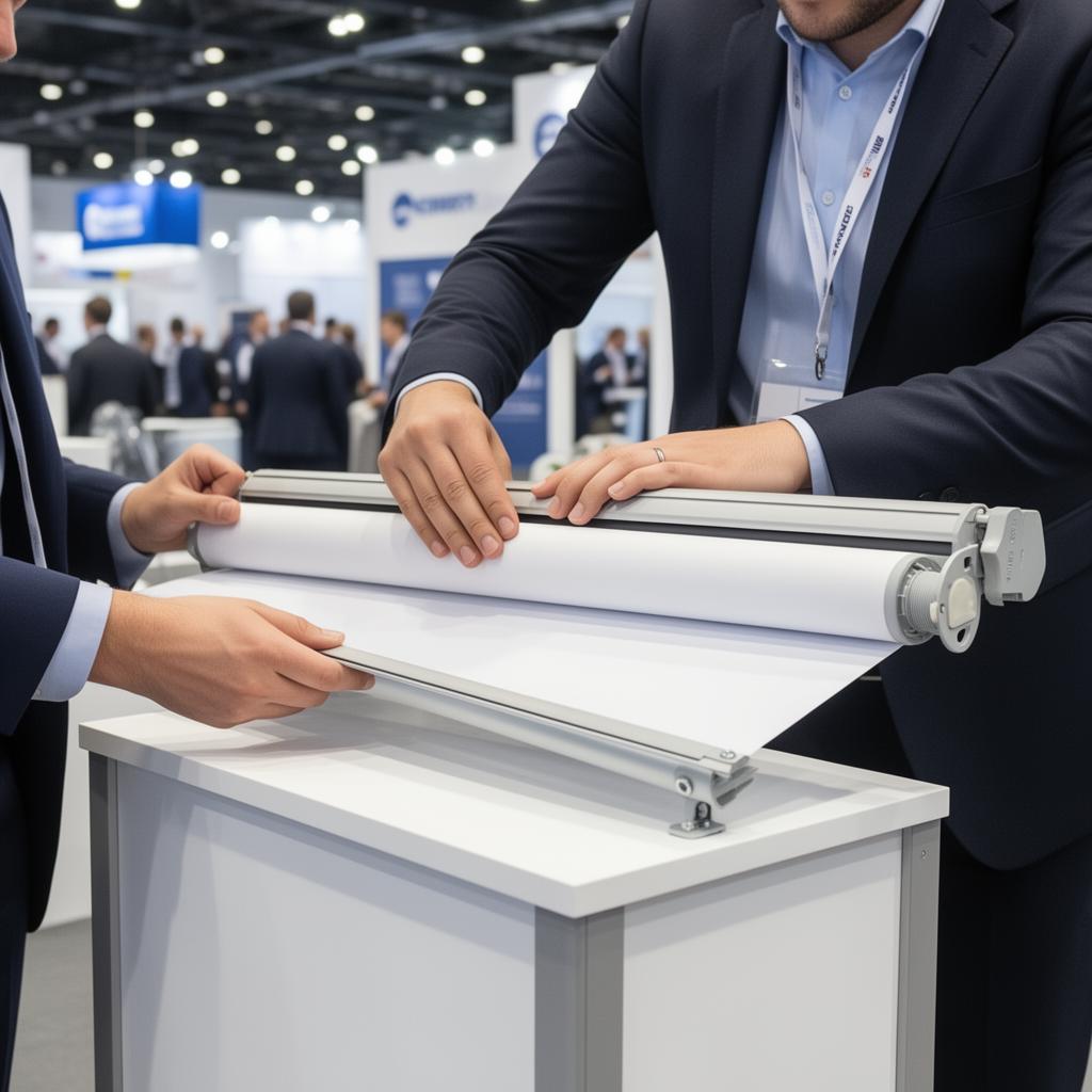 Easy roller banner setup at trade show